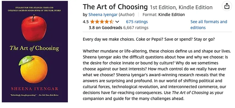 The Art of Choosing by Sheena Iyengar